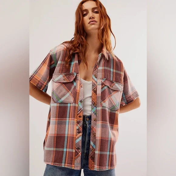 NEW Free People We The Free Vintage Crush Plaid Shirt - Picture 16 of 16